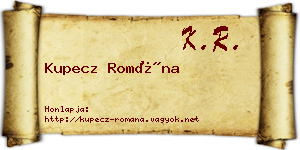 Kupecz Romána névjegykártya